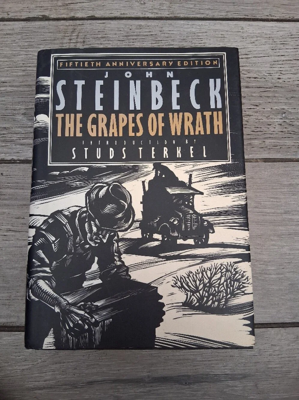 The Grapes of Wrath Wall Art Print - Black & Cream by John Steinbeck